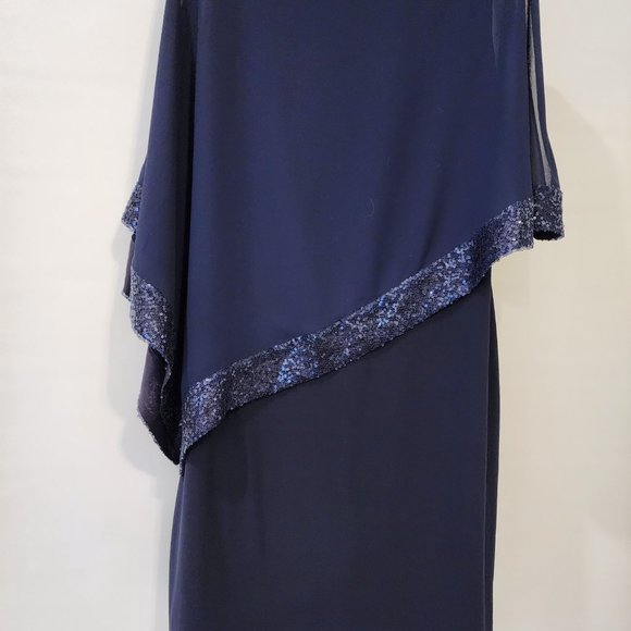 Chaps Sequin Cold Shoulder Chiffon Overlay Dress - Picture 5 of 10